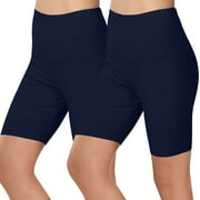 ShomPort Women's 2 Pack Shorts Underwear Soft Biker Short Comfy Leggings Long Boyshorts Bottoms